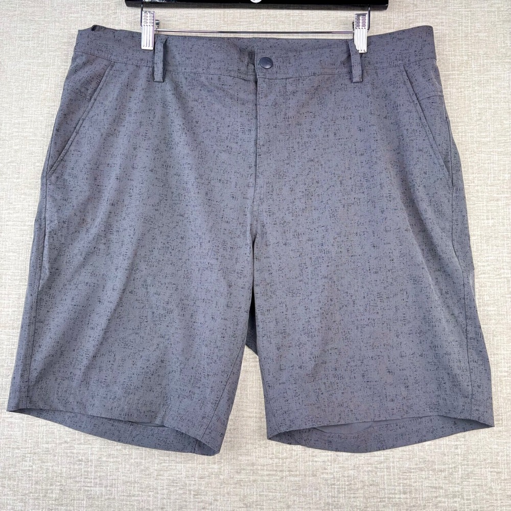 REI Co-op Mens 36 Regular Fit Hiking Shorts Grey Heather Print Active Outdoor